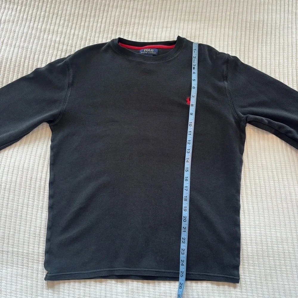 Polo Ralph Lauren Waffle Weave Men's Long Sleeve Black Shirt 100% Cotton Size L